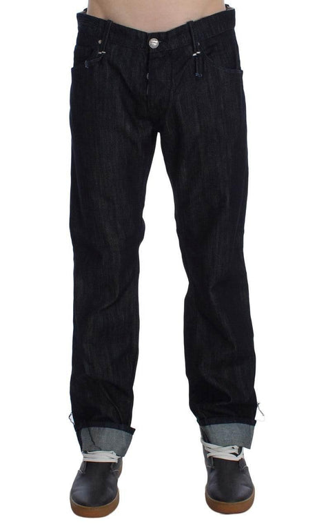 Acht Blue Cotton Regular Straight Fit Jeans - Hilstor