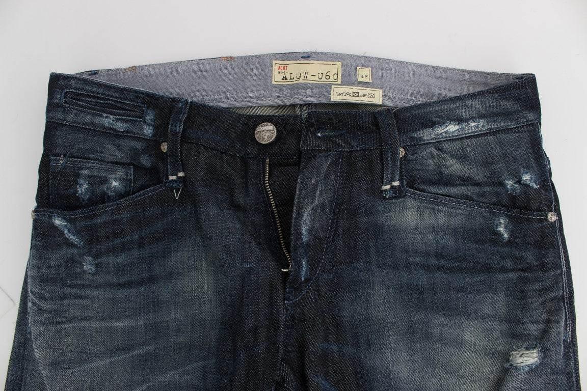 Acht Elegant Regular Straight Fit Blue Jeans - Hilstor