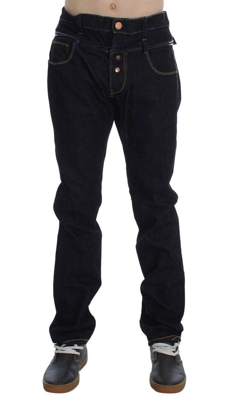 Acht Blue Cotton Regular Straight Fit Jeans - Hilstor