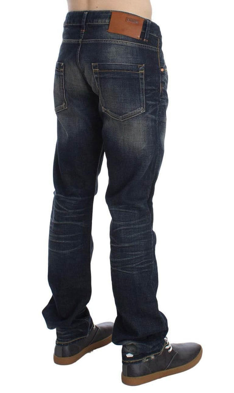 Acht Blue Wash Straight Fit Low Waist Jeans - Hilstor