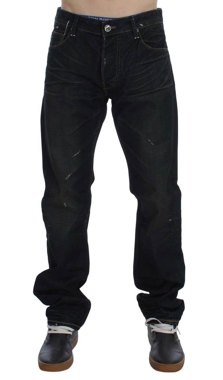 Acht Elegant Straight Fit Dark Blue Jeans - Hilstor