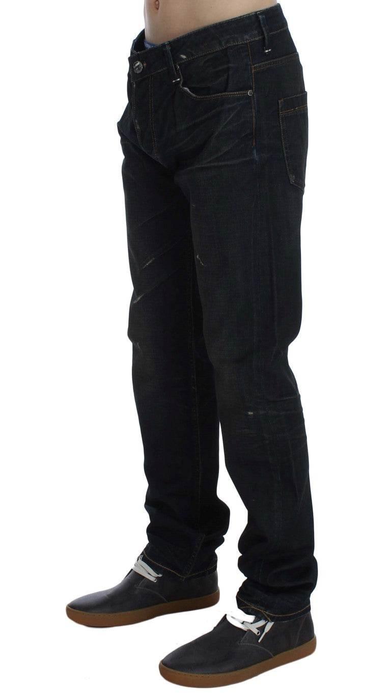 Acht Elegant Straight Fit Dark Blue Jeans - Hilstor