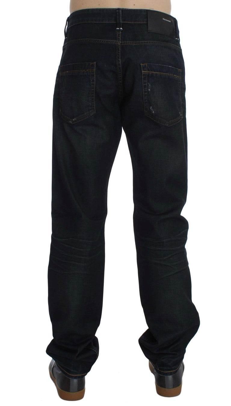Acht Elegant Straight Fit Dark Blue Jeans - Hilstor