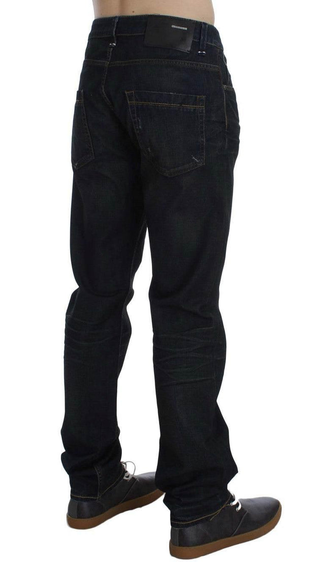Acht Elegant Straight Fit Dark Blue Jeans - Hilstor