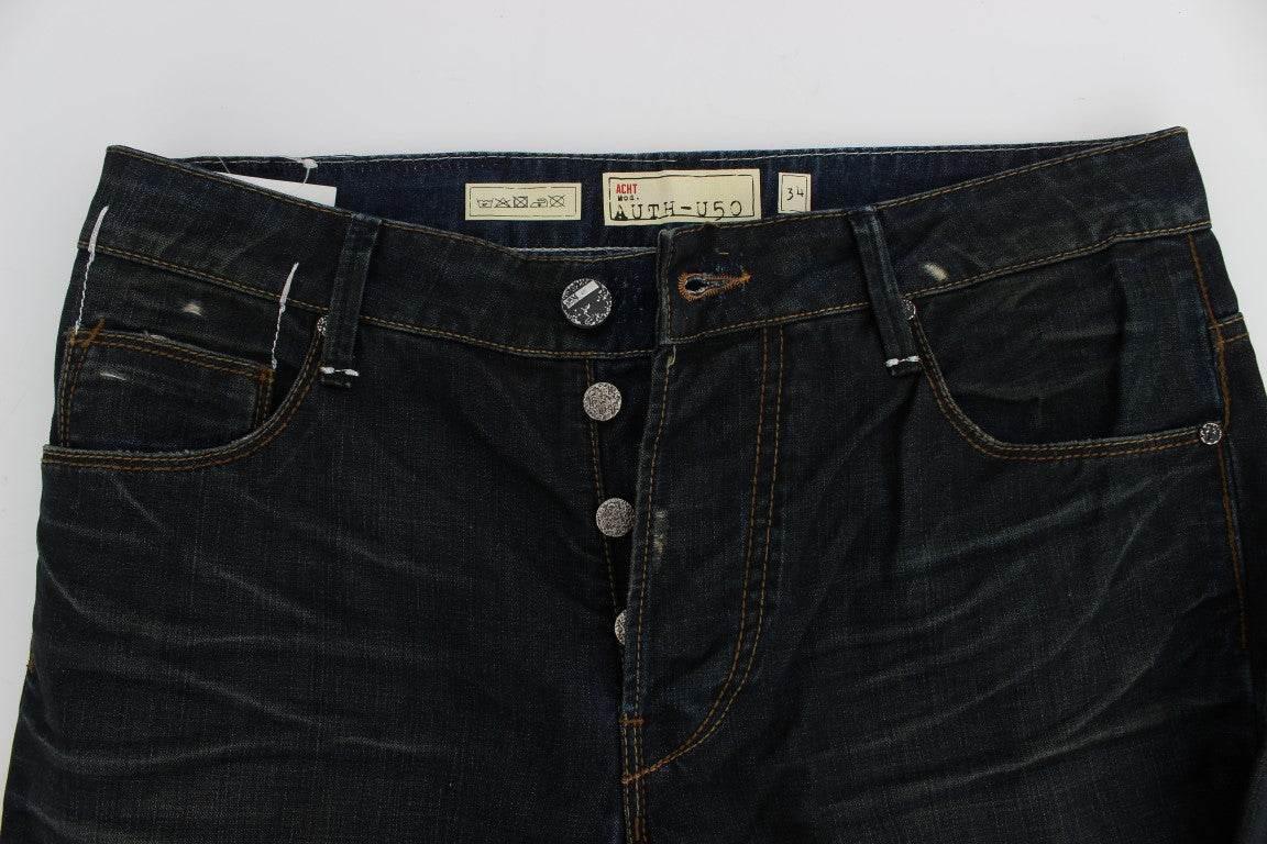 Acht Elegant Straight Fit Dark Blue Jeans - Hilstor