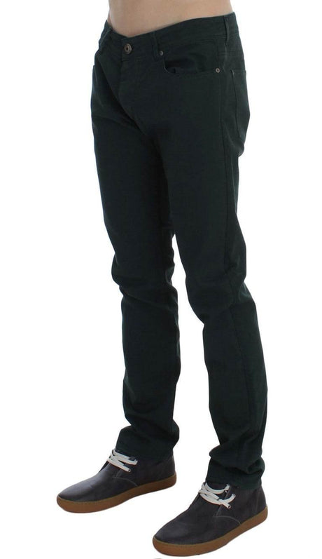Ermanno Scervino Green Cotton Denim Stretch Straight Fit Jeans - Hilstor