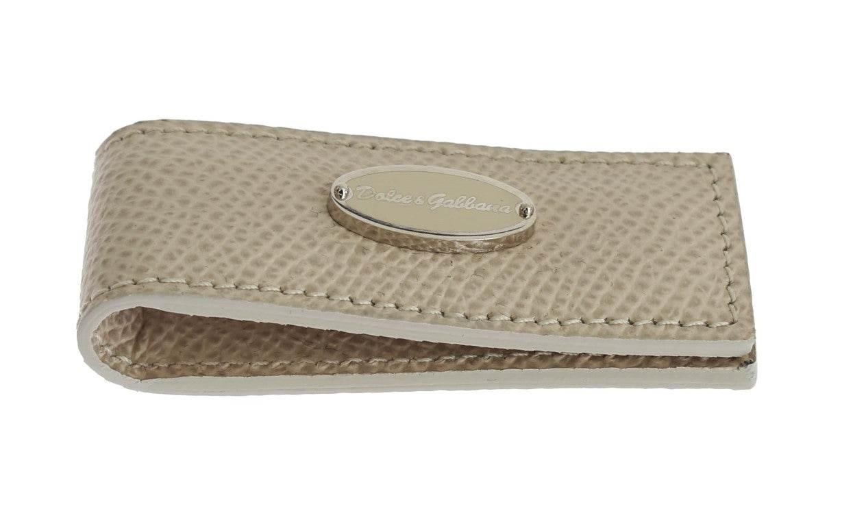 Dolce & Gabbana Elegant Beige Leather Money Clip - Hilstor