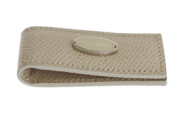 Dolce & Gabbana Elegant Beige Leather Money Clip - Hilstor