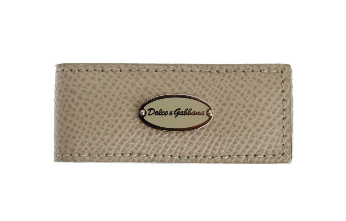 Dolce & Gabbana Elegant Beige Leather Money Clip - Hilstor