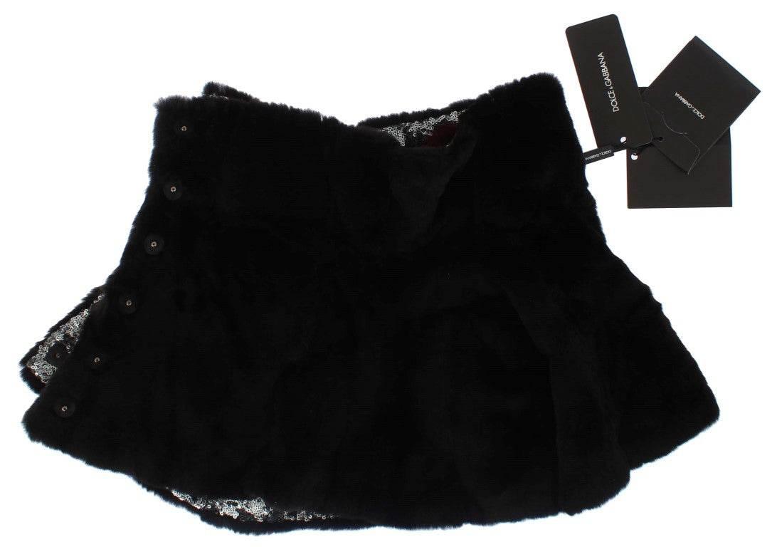 Dolce & Gabbana Elegant Floral Sequined Fur Scarf - Hilstor