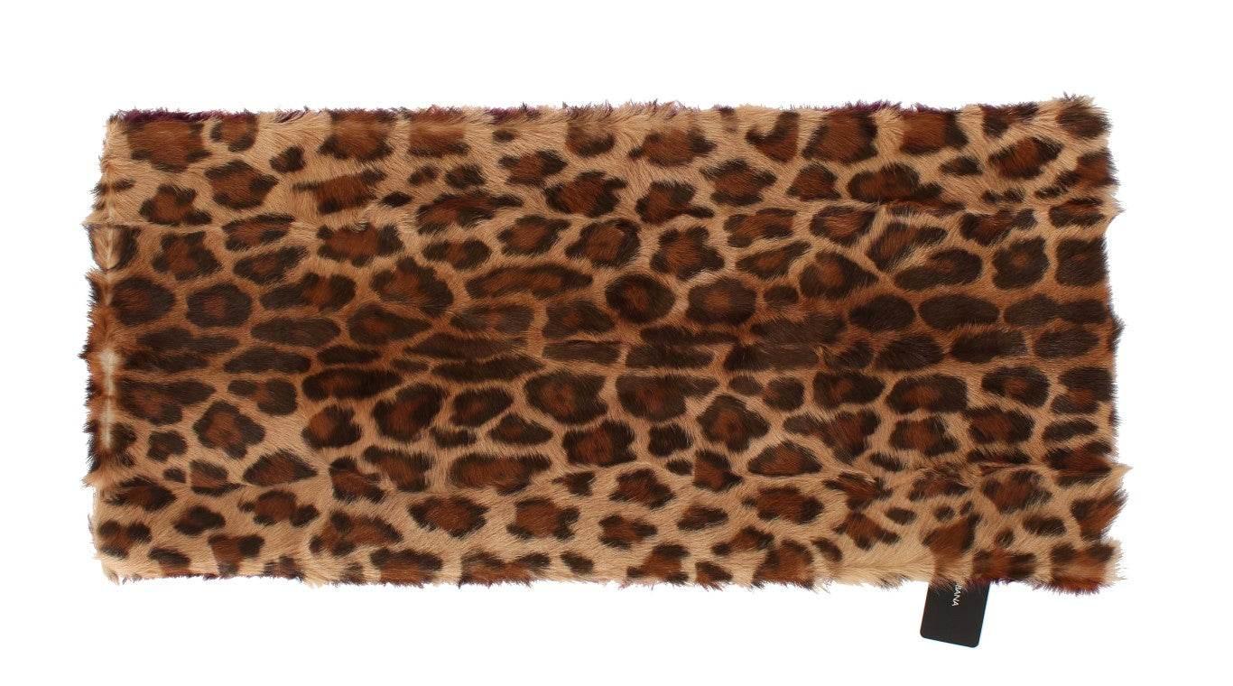 Dolce & Gabbana Exquisite Leopard Print Lambskin Fur Scarf - Hilstor