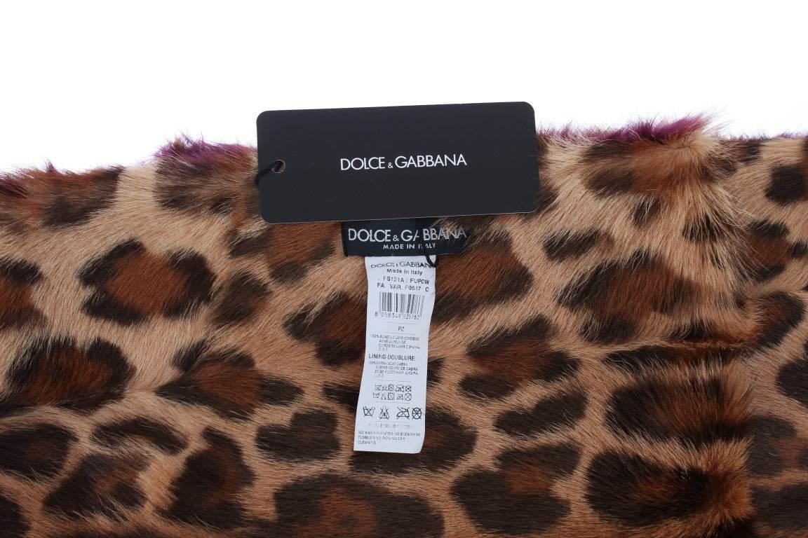 Dolce & Gabbana Exquisite Leopard Print Lambskin Fur Scarf - Hilstor