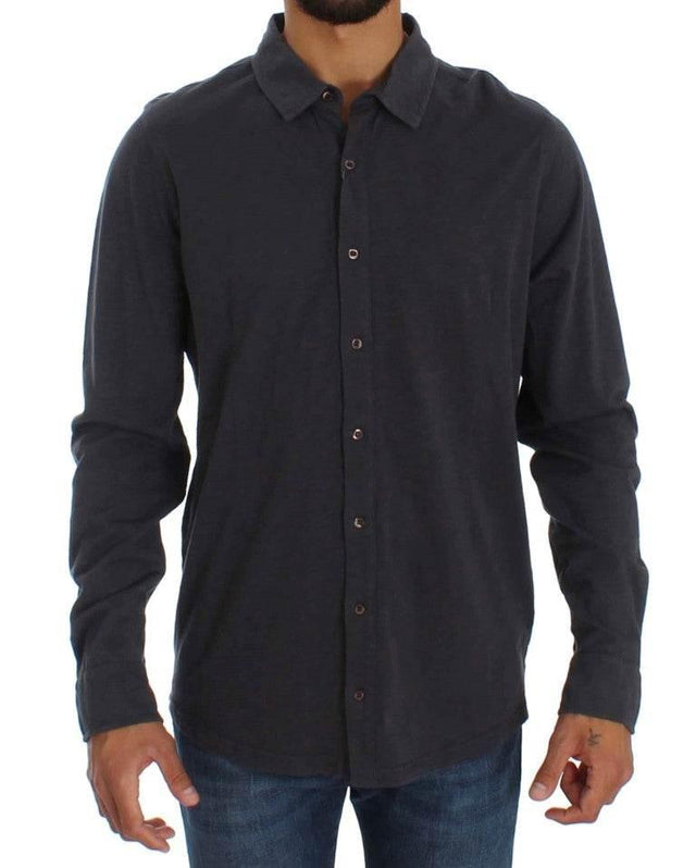 Alpha Massimo Rebecchi Sleek Gray Casual Cotton Shirt - Hilstor