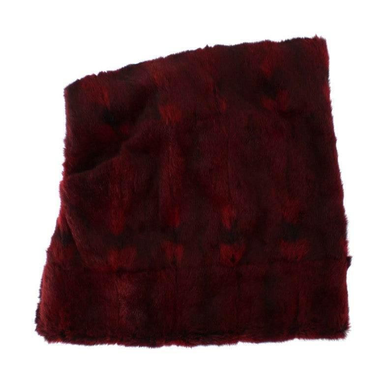 Dolce & Gabbana Bordeaux Hamster Fur Crochet Hood Scarf Hat - Hilstor