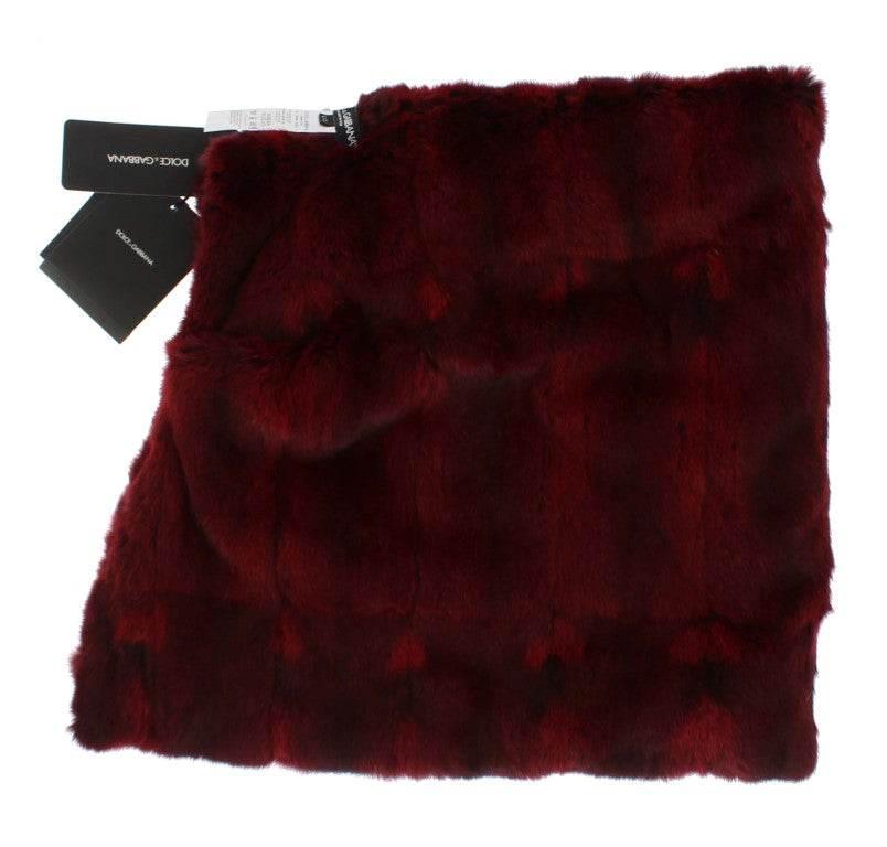 Dolce & Gabbana Bordeaux Hamster Fur Crochet Hood Scarf Hat - Hilstor