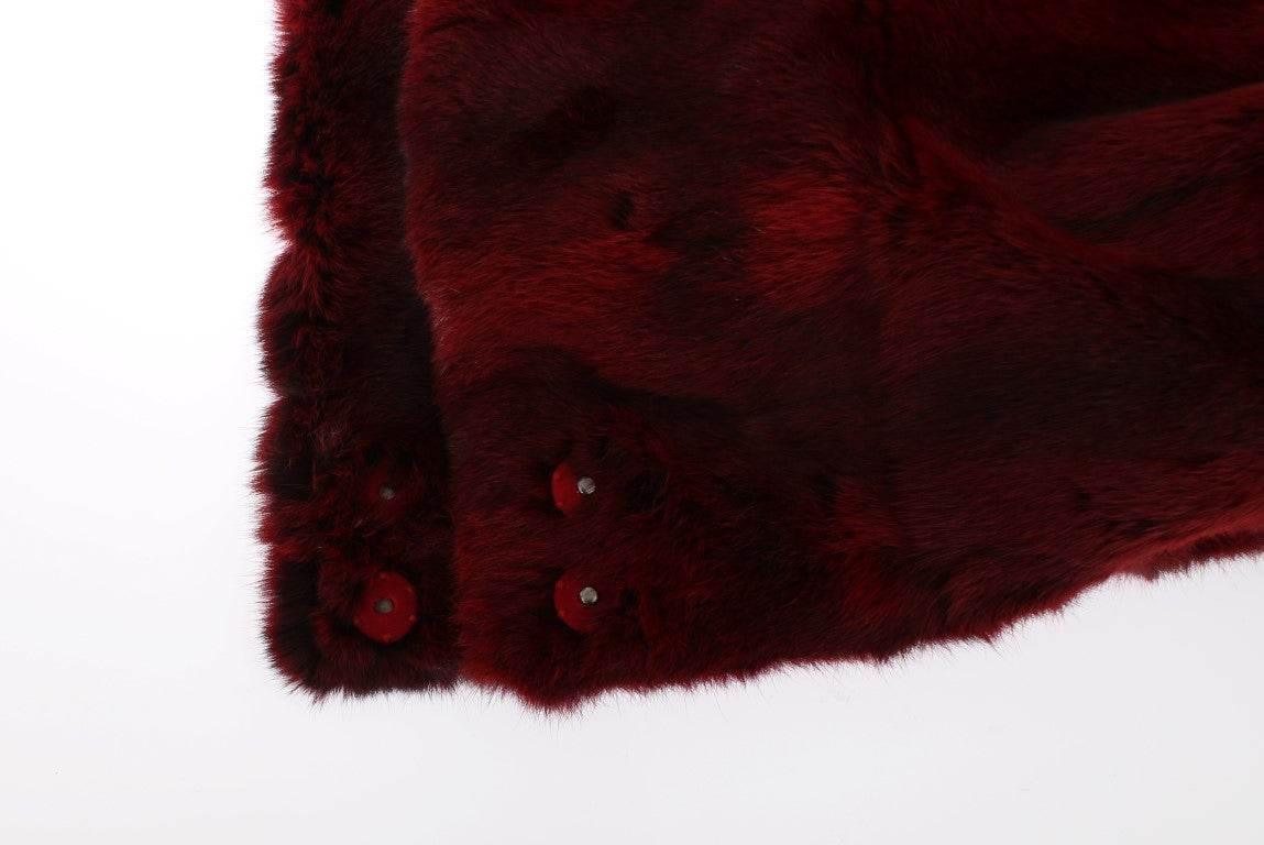 Dolce & Gabbana Bordeaux Hamster Fur Crochet Hood Scarf Hat - Hilstor