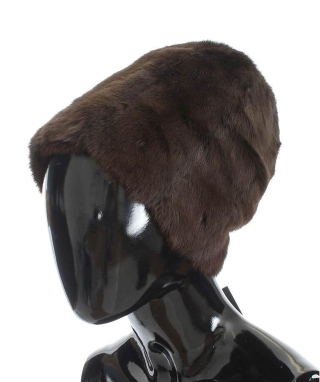 Dolce & Gabbana Brown Weasel Fur Womens Cashmere Hat Beanie - Hilstor