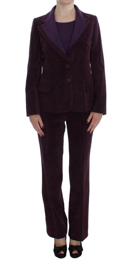 BENCIVENGA Elegant Purple Wool Blend Three Piece Suit Set - Hilstor