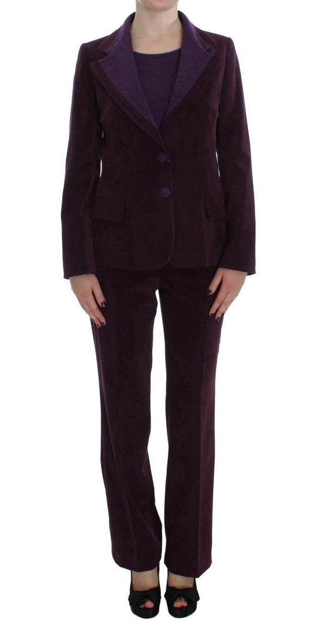 BENCIVENGA Elegant Purple Wool Blend Three Piece Suit Set - Hilstor