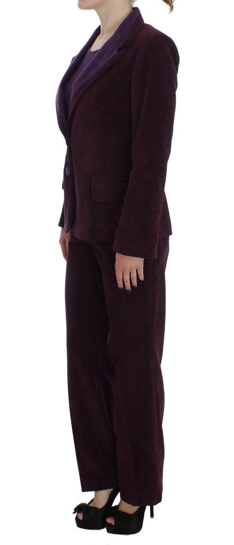 BENCIVENGA Elegant Purple Wool Blend Three Piece Suit Set - Hilstor