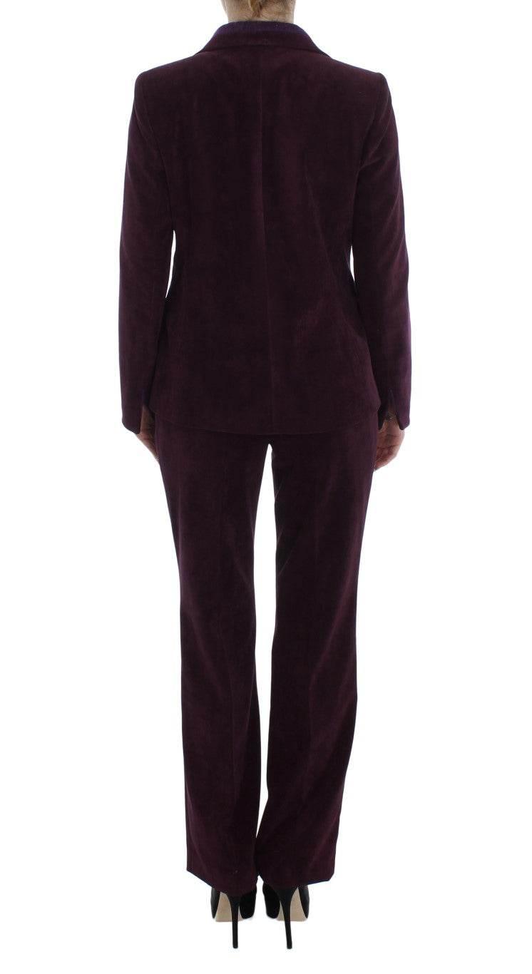 BENCIVENGA Elegant Purple Wool Blend Three Piece Suit Set - Hilstor