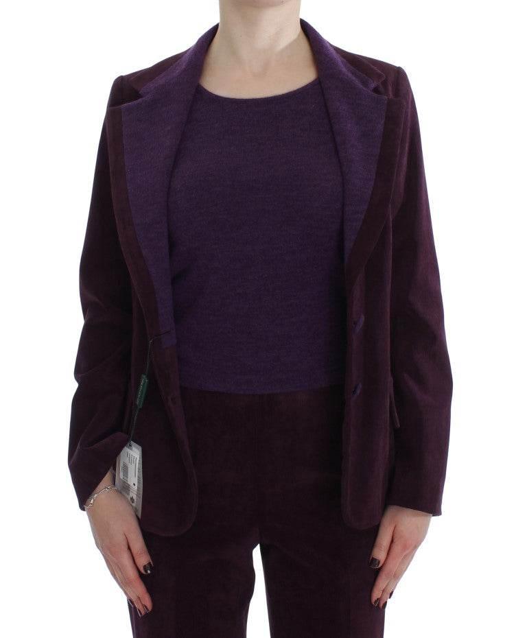BENCIVENGA Elegant Purple Wool Blend Three Piece Suit Set - Hilstor