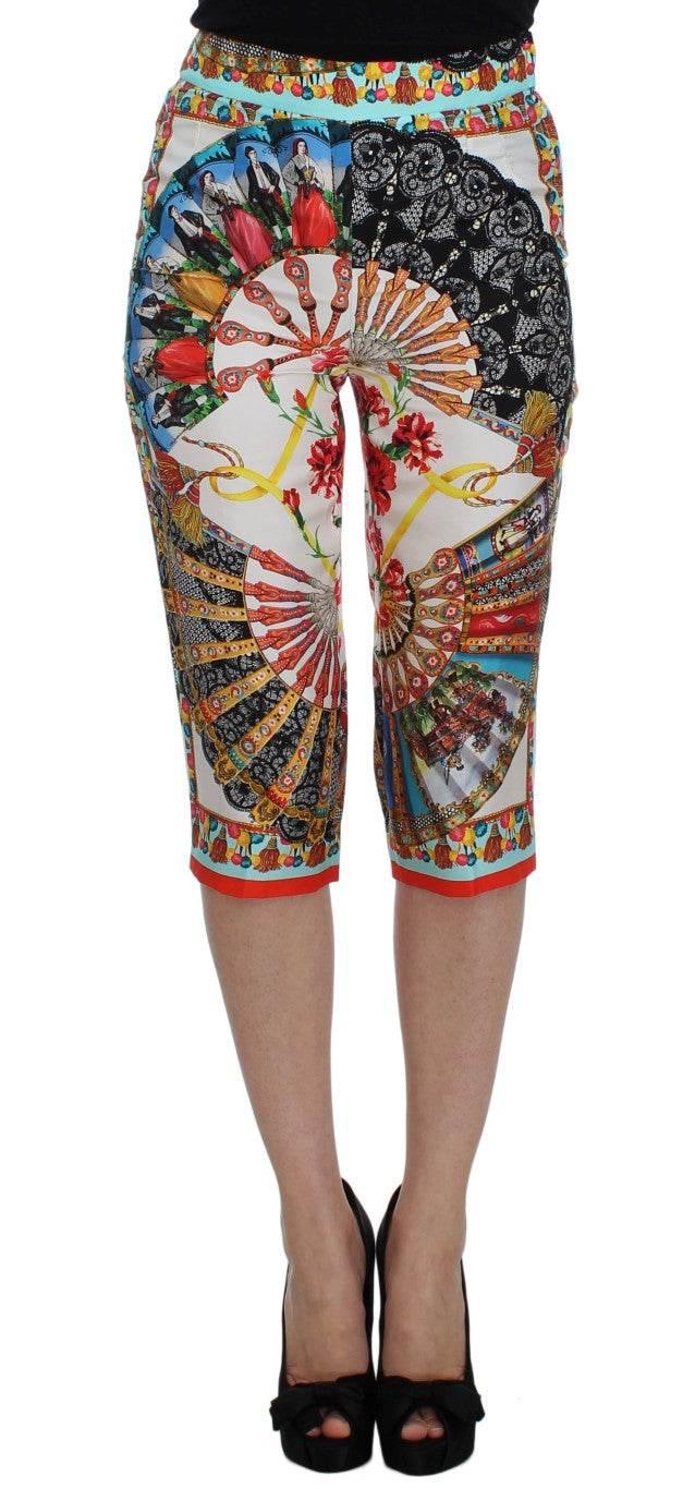 Dolce & Gabbana Multicolor Majolica Silk Capri Pants - Hilstor