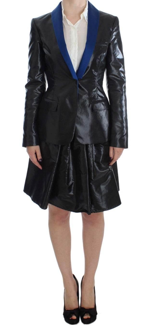 Exte Elegant Two-Piece Black Skirt Suit - Hilstor