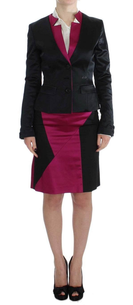 Exte Chic Black and Pink Skirt Suit Ensemble - Hilstor