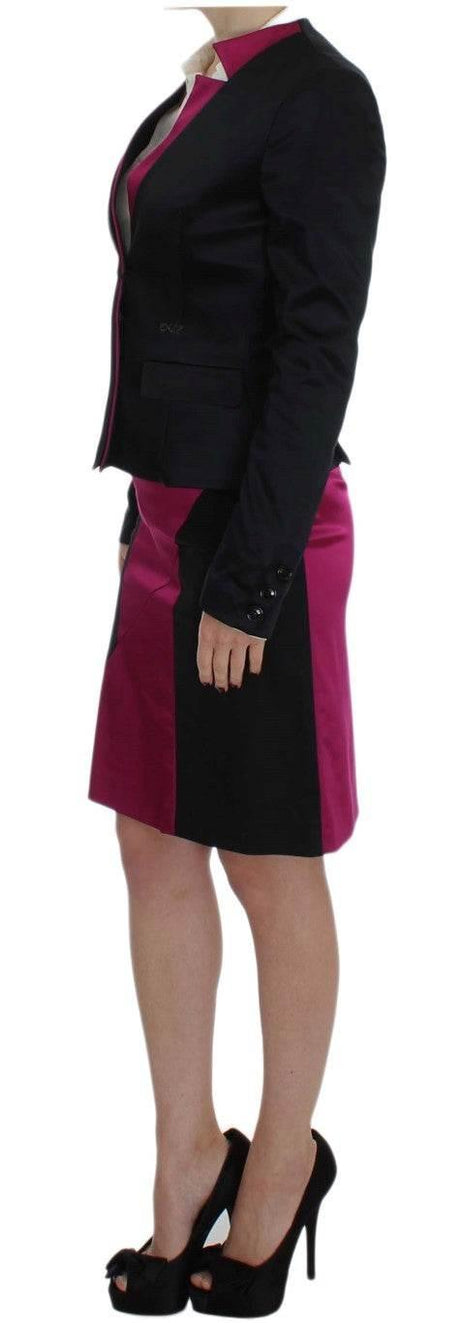 Exte Chic Black and Pink Skirt Suit Ensemble - Hilstor