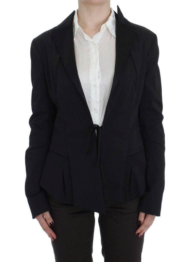 Exte Elegant Black Stretch Blazer Jacket - Hilstor