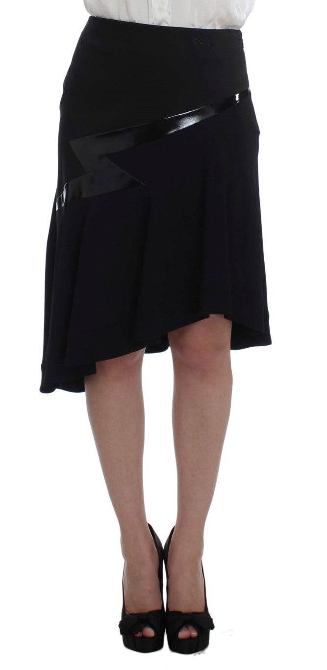 Exte Elegant Two-Piece Skirt Suit in Black & Blue - Hilstor