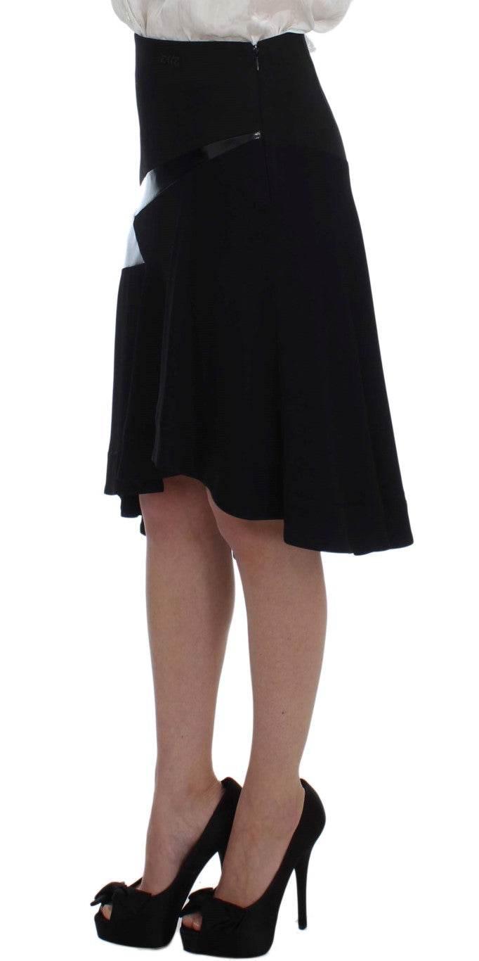 Exte Elegant Two-Piece Skirt Suit in Black & Blue - Hilstor