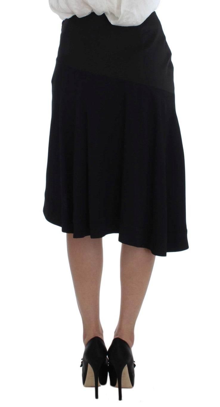 Exte Elegant Two-Piece Skirt Suit in Black & Blue - Hilstor