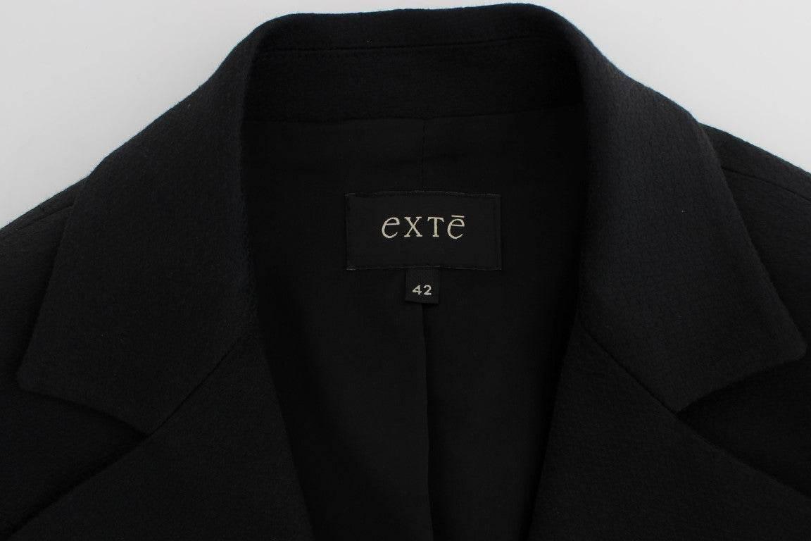 Exte Chic Black Stretch Blazer with Gold Button Detail - Hilstor