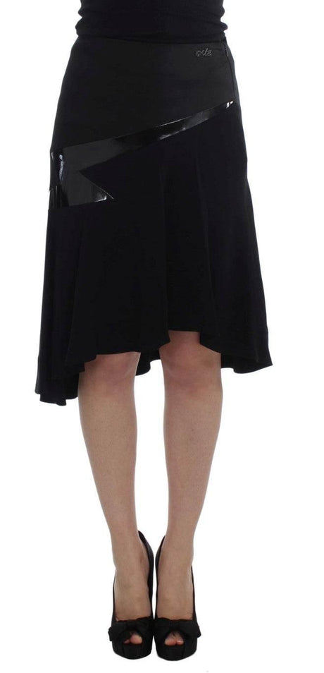 Exte Chic Black and Blue Cotton Blend Skirt - Hilstor