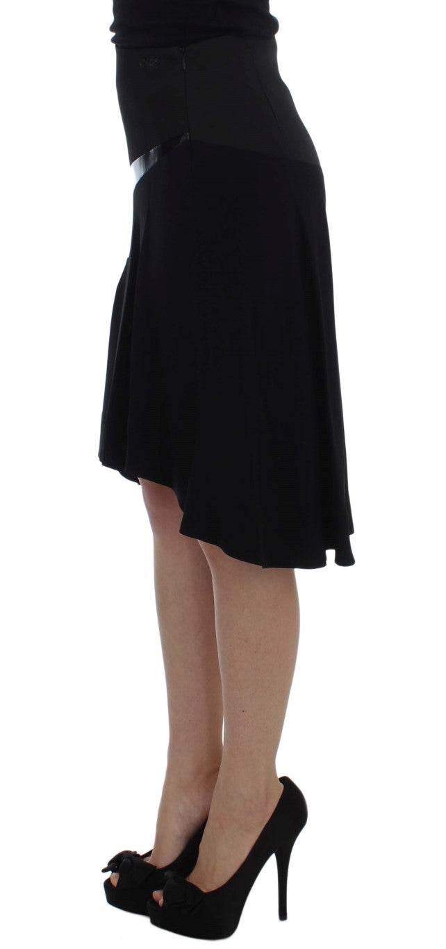 Exte Chic Black and Blue Cotton Blend Skirt - Hilstor