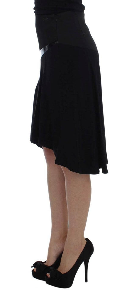 Exte Chic Black and Blue Cotton Blend Skirt - Hilstor