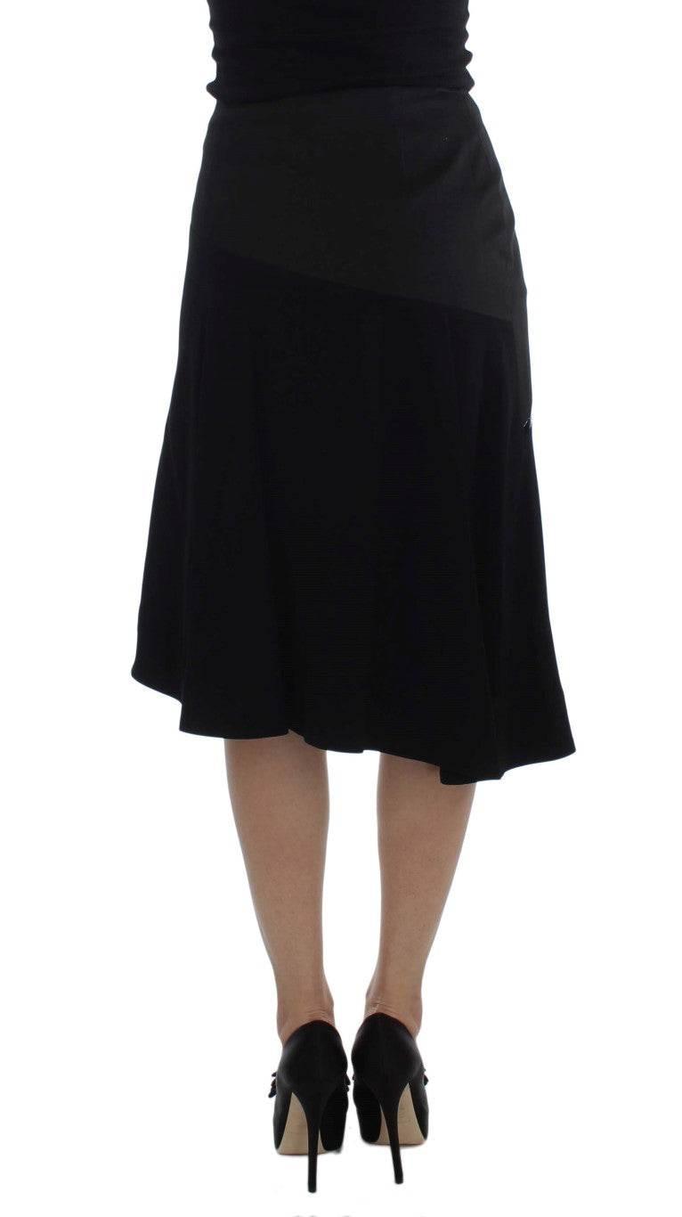 Exte Chic Black and Blue Cotton Blend Skirt - Hilstor