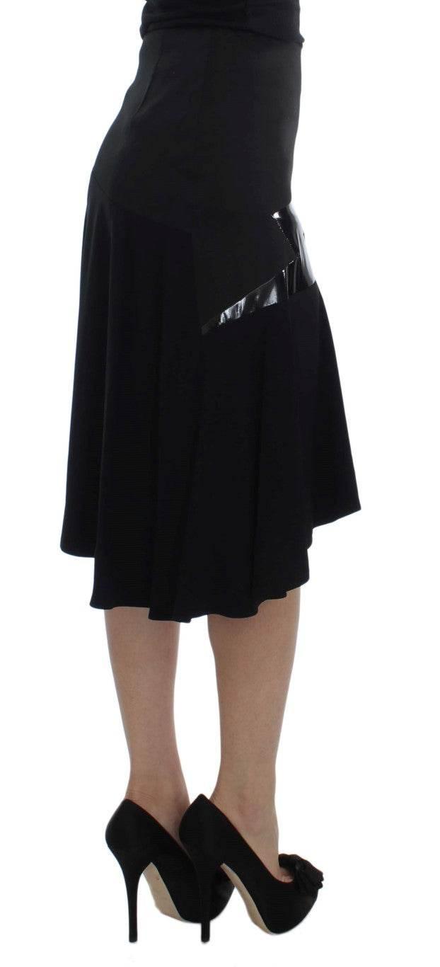 Exte Chic Black and Blue Cotton Blend Skirt - Hilstor