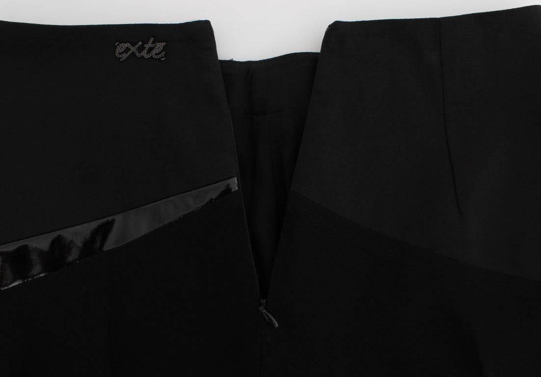 Exte Chic Black and Blue Cotton Blend Skirt - Hilstor