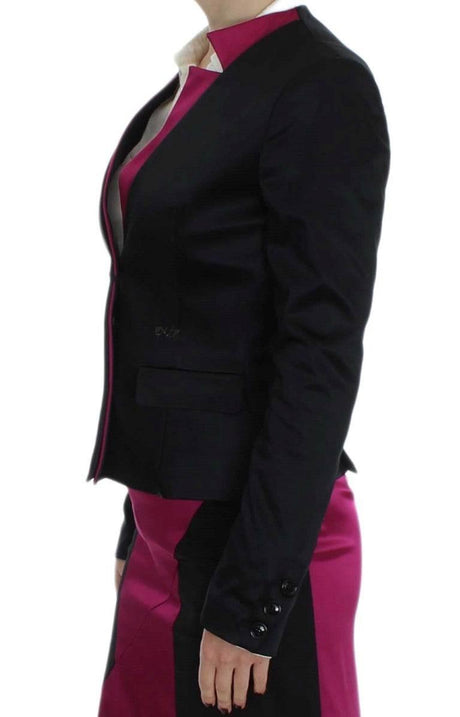 Exte Chic Black and Pink Single-Breasted Blazer - Hilstor