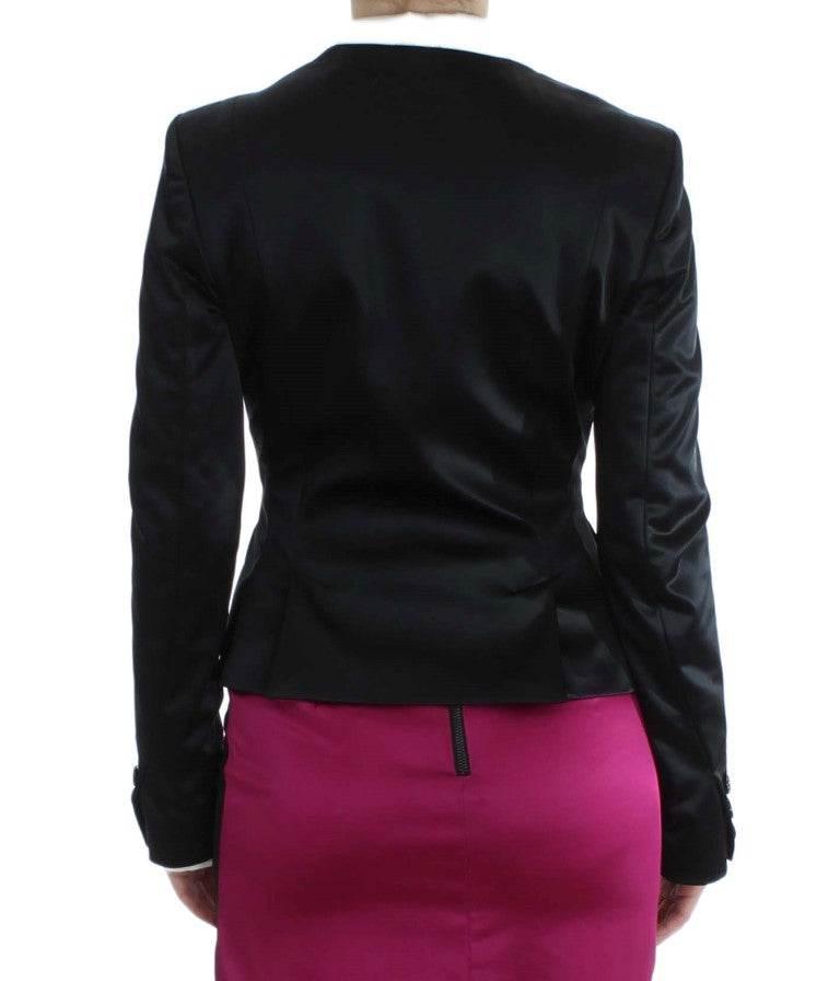 Exte Chic Black and Pink Single-Breasted Blazer - Hilstor