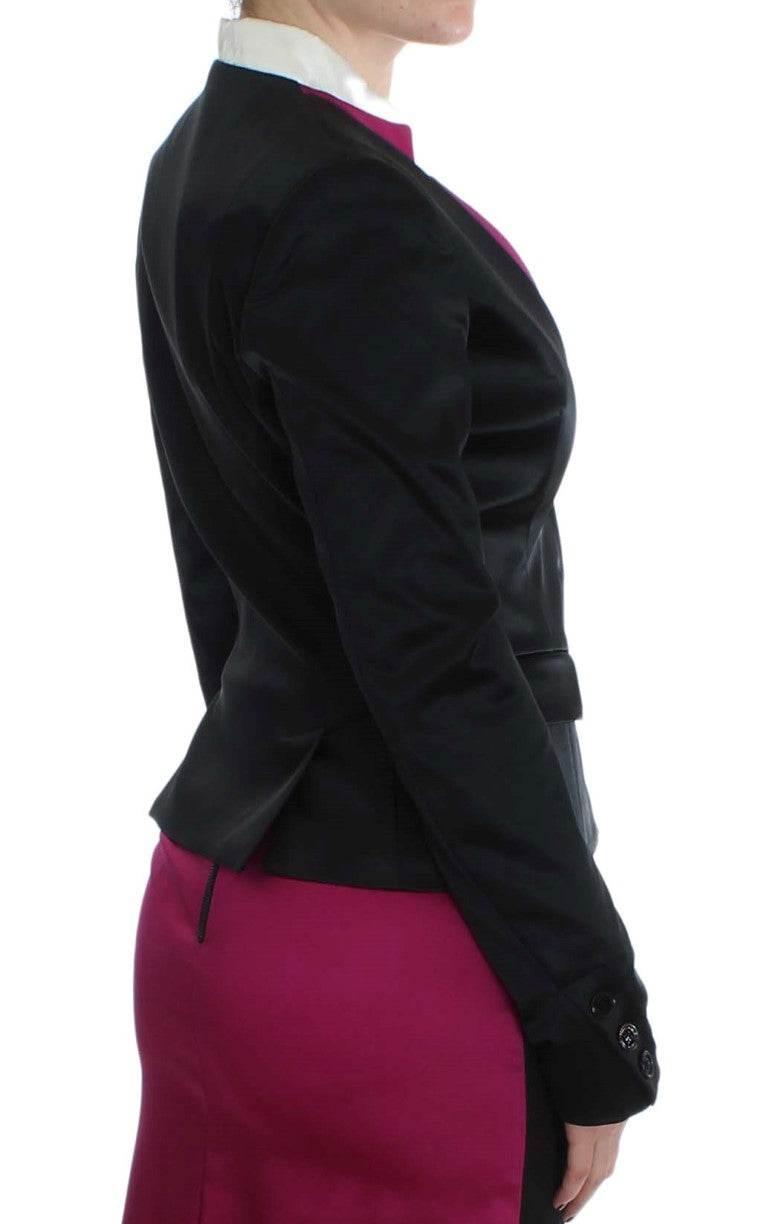 Exte Chic Black and Pink Single-Breasted Blazer - Hilstor