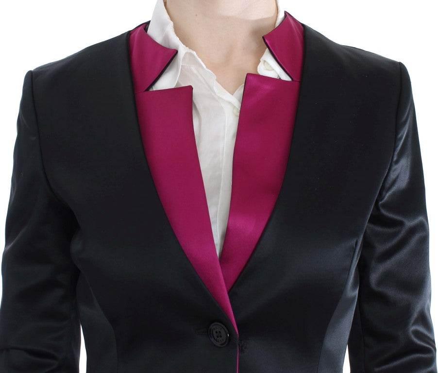 Exte Chic Black and Pink Single-Breasted Blazer - Hilstor