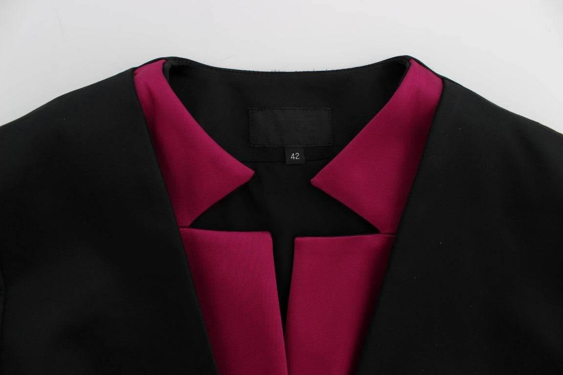 Exte Chic Black and Pink Single-Breasted Blazer - Hilstor