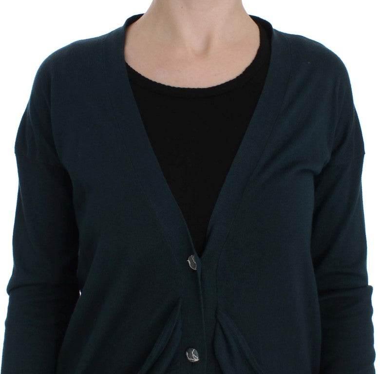 PINK MEMORIES Green Button Down Cardigan Sweater - Hilstor