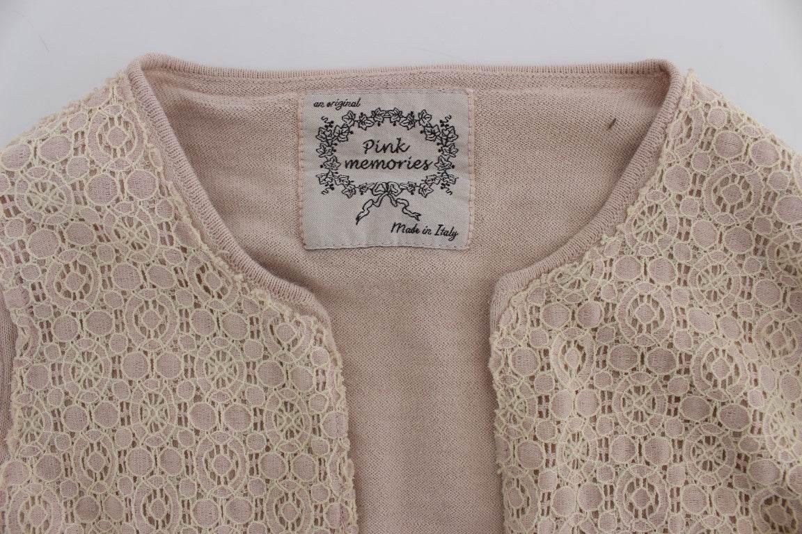 PINK MEMORIES Pink Floral Lace Wrap Sweater - Hilstor