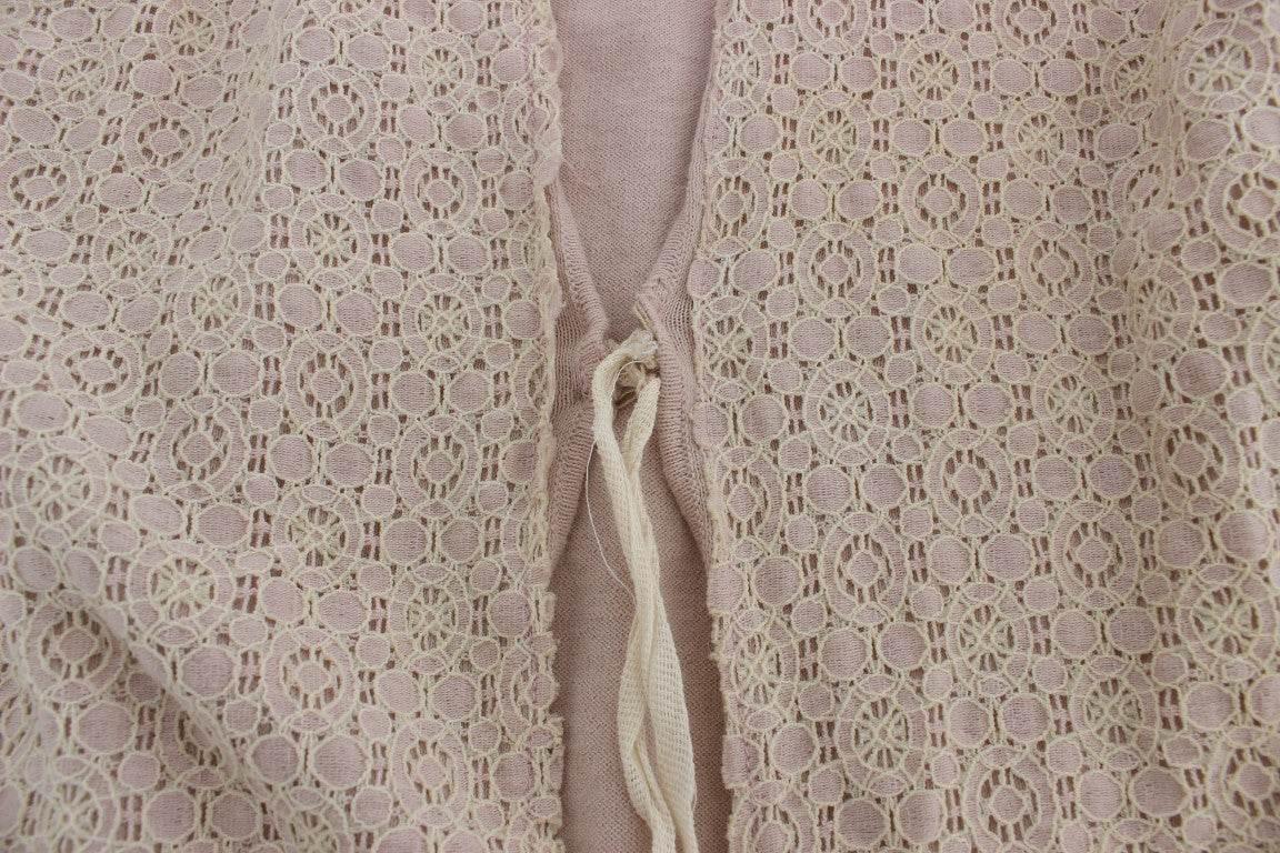 PINK MEMORIES Pink Floral Lace Wrap Sweater - Hilstor