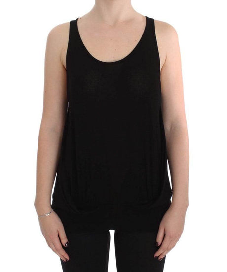 PLEIN SUD Black Stretch Sleeveless Blouse - Hilstor